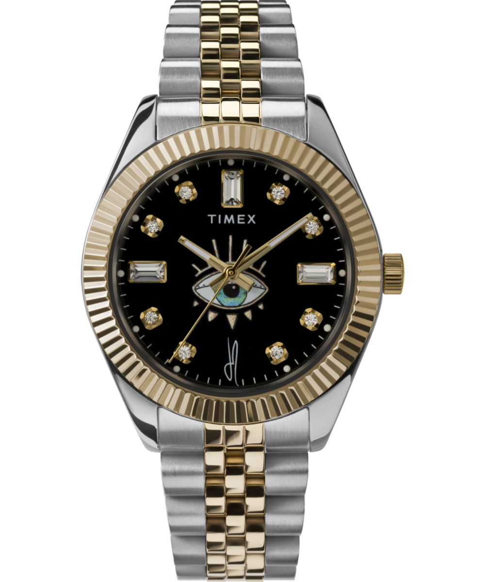Timex Legacy x Jacquie Aiche Black Sunray Dial with Tribe Eye 36mm Stainless Steel Bracelet Watch — reference photo 1, demo listing